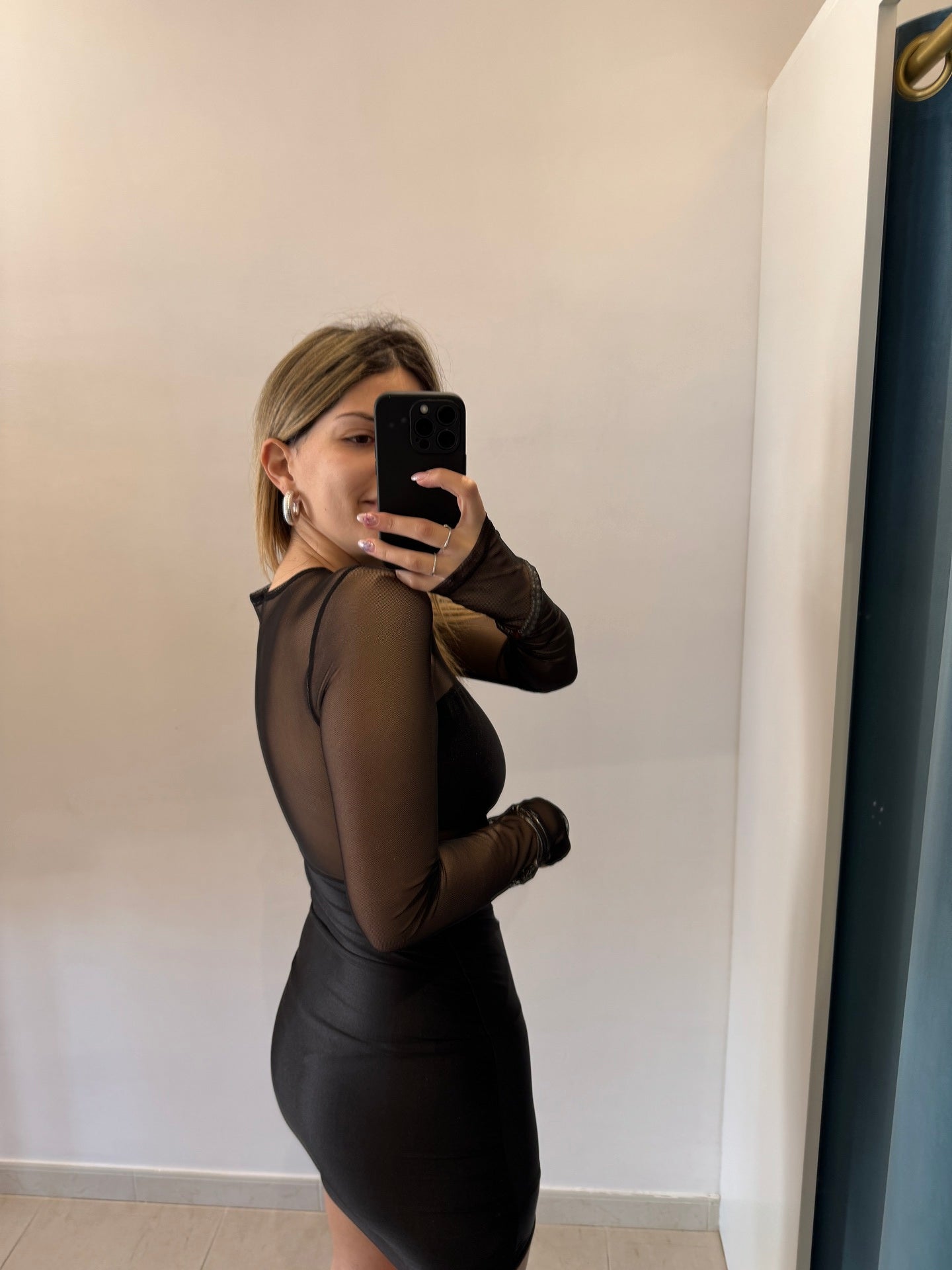 Abito Nero Mesh Illusione