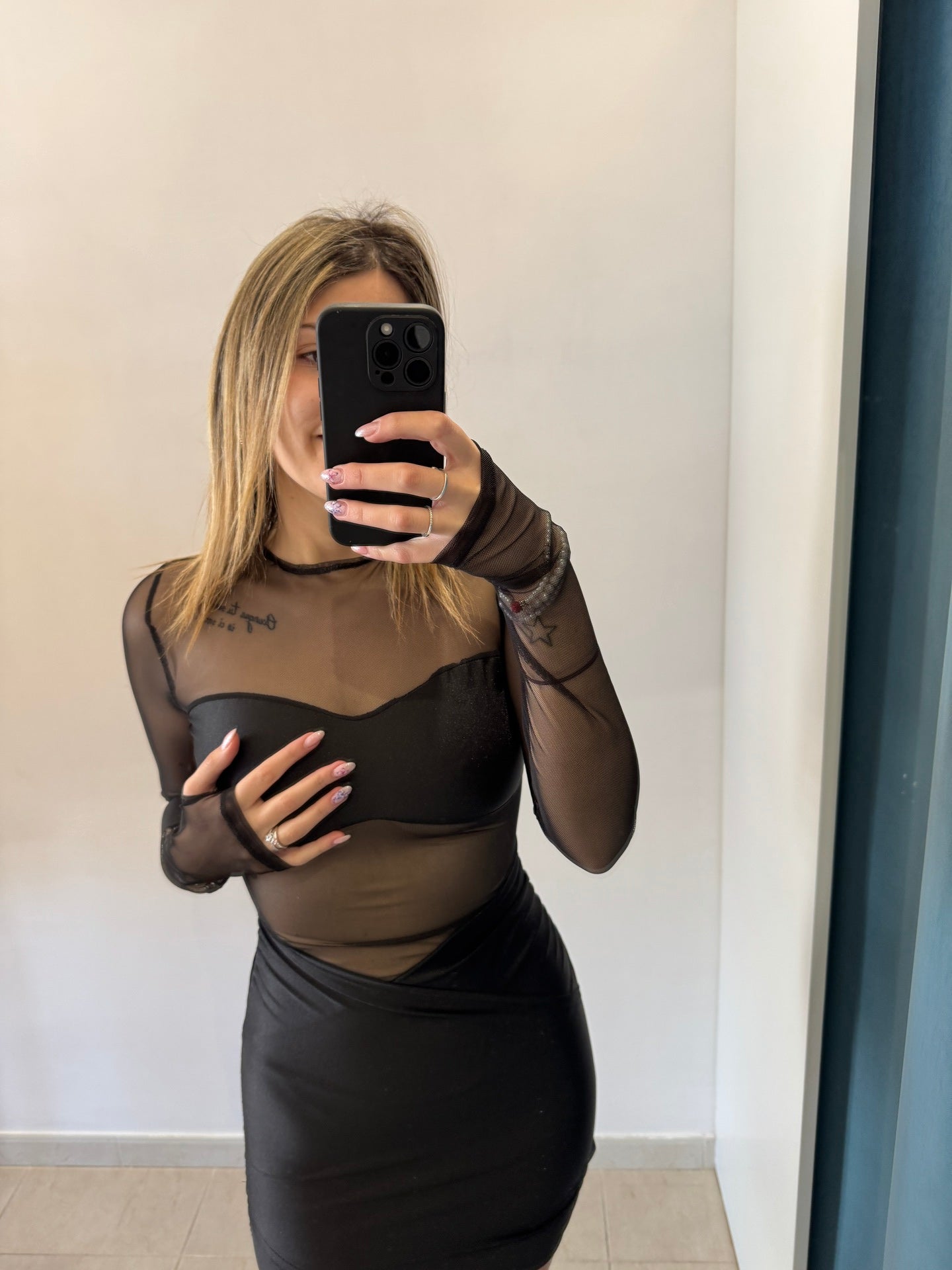 Abito Nero Mesh Illusione