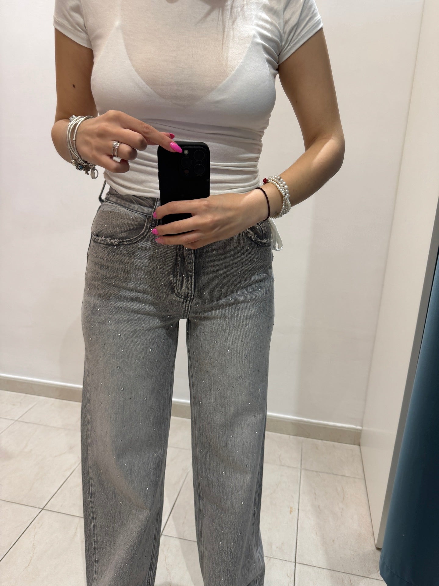 Jeans grigio Swarovski