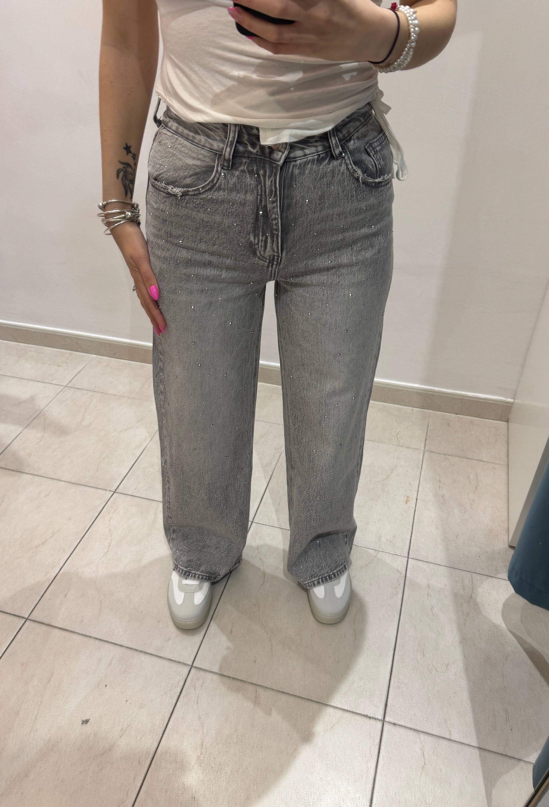 Jeans grigio Swarovski