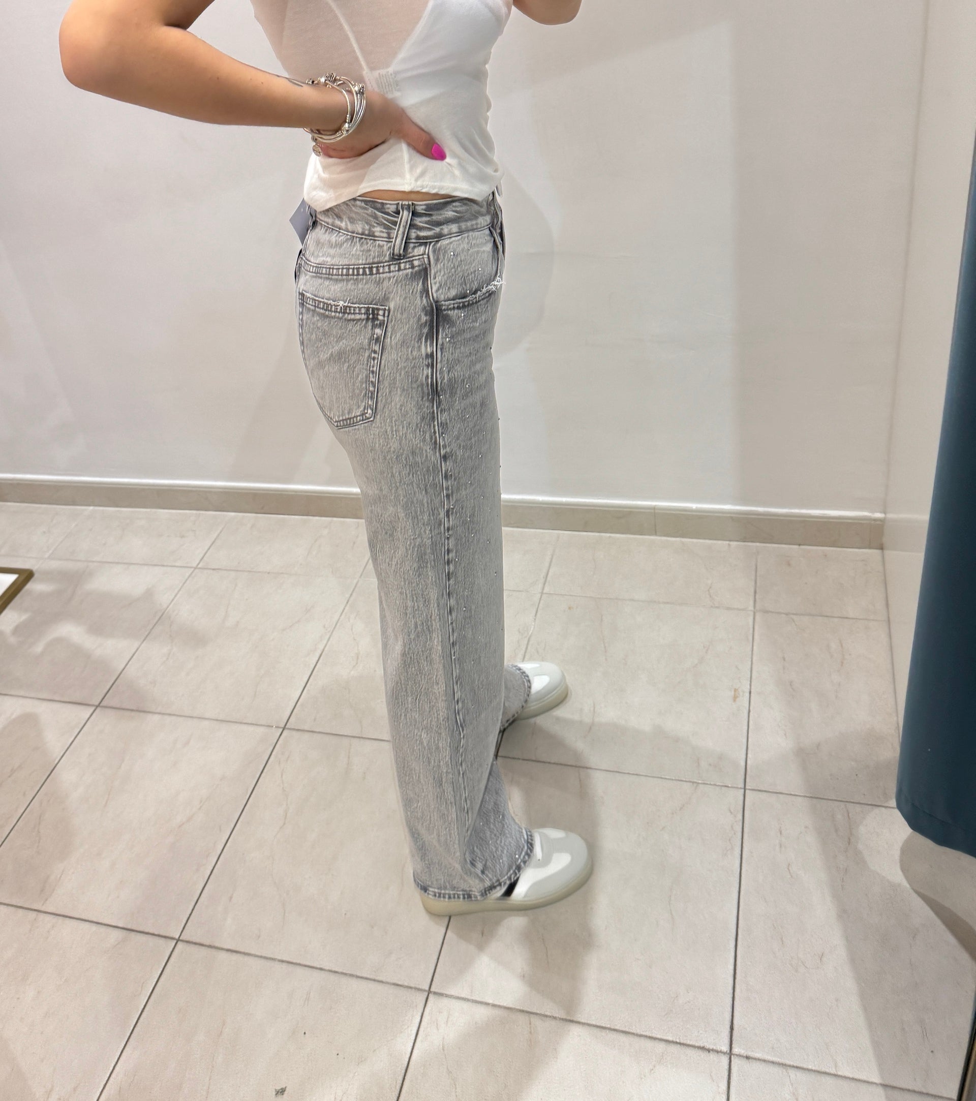 Jeans grigio Swarovski